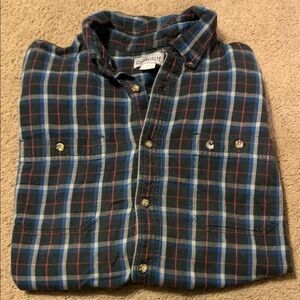 Carhartt Heavyweight Flannel Button Up Shirt Men's XL Navy Plaid